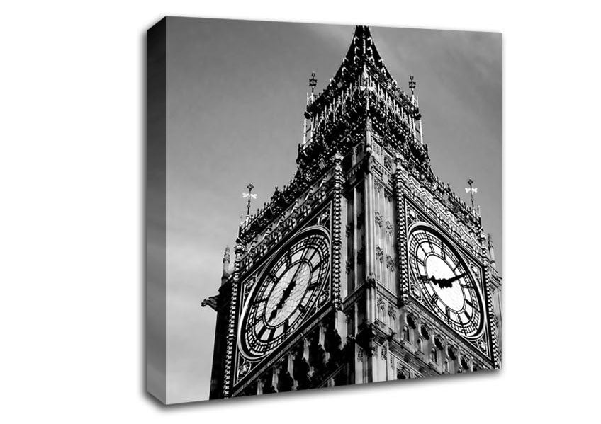 London Big Ben Close-Up B n W Canvas Wall Art