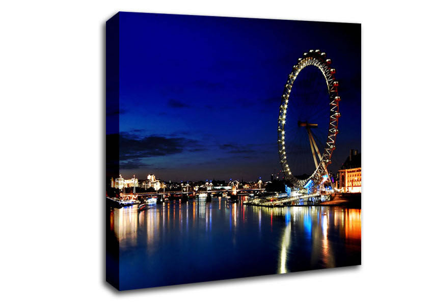London Eye At Night Canvas Wall Art