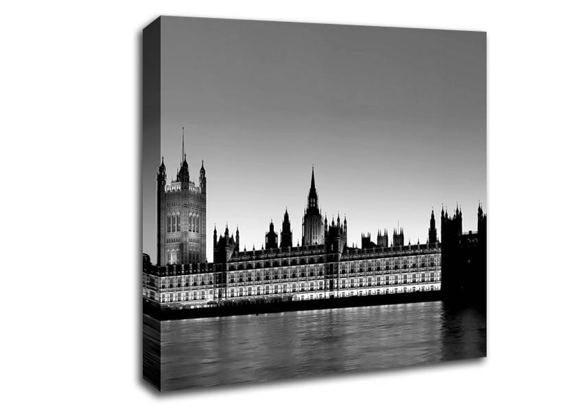 London Houses Of Parliament B n W Canvas Wall Art