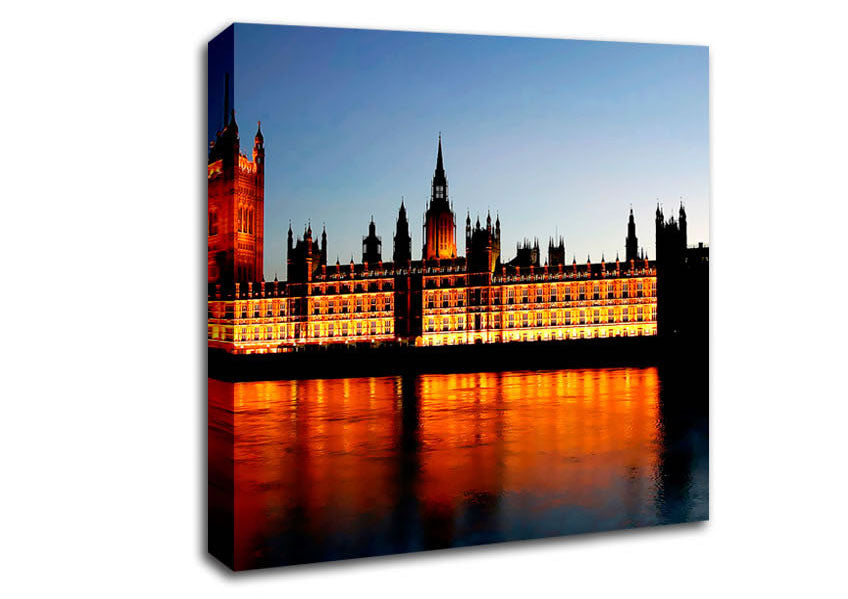 London Houses Of Parliament Reflections Canvas Wall Art