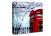 London Telephone Box In The Snow Canvas Wall Art