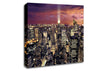 Manhattan Aerial View At Night Canvas Wall Art