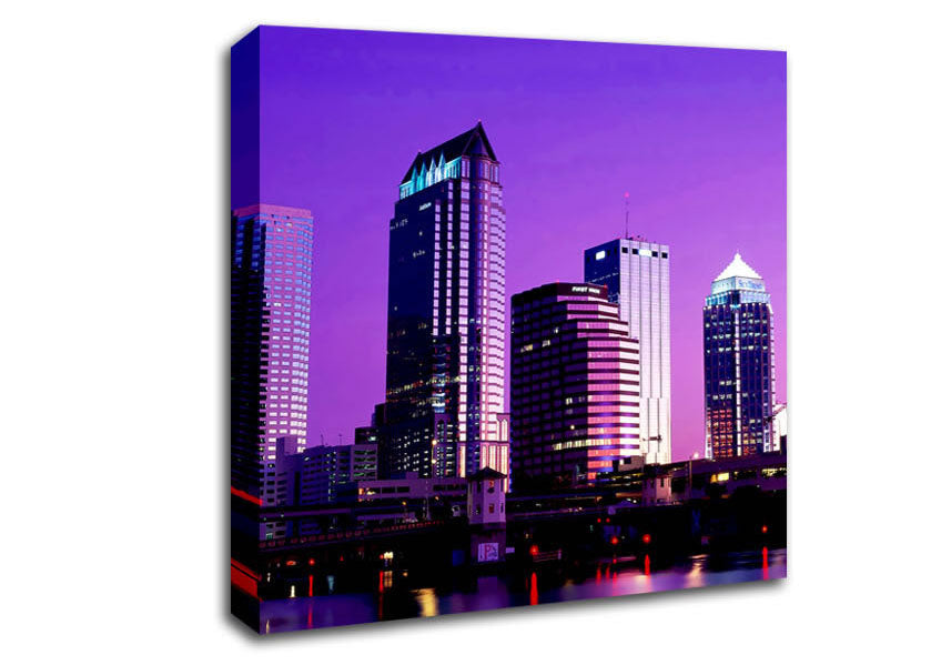 Miami Purple Nights Canvas Wall Art
