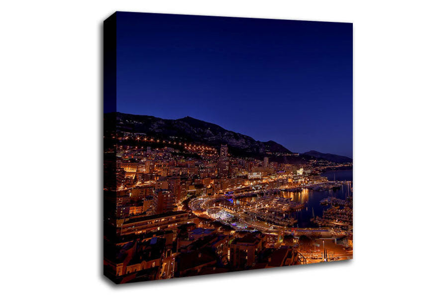 Monte Carlo Night Lights Canvas Wall Art