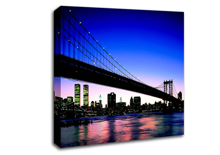 New York City Afar Blue Canvas Wall Art