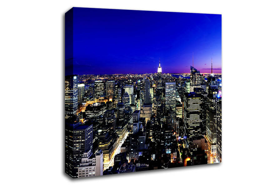 New York City Blue Ariel View Canvas Wall Art