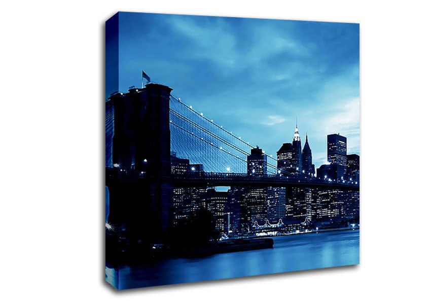 New York City Brooklyn Bridge Blue Canvas Wall Art