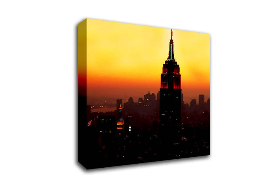 New York City Empire State Building Orange Glow Canvas Wall Art