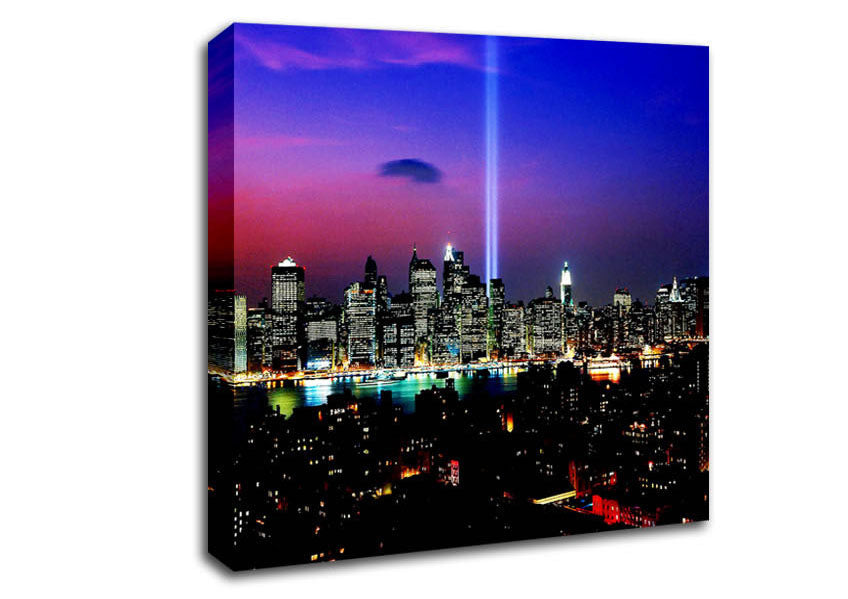 New York City Night Beam Canvas Wall Art