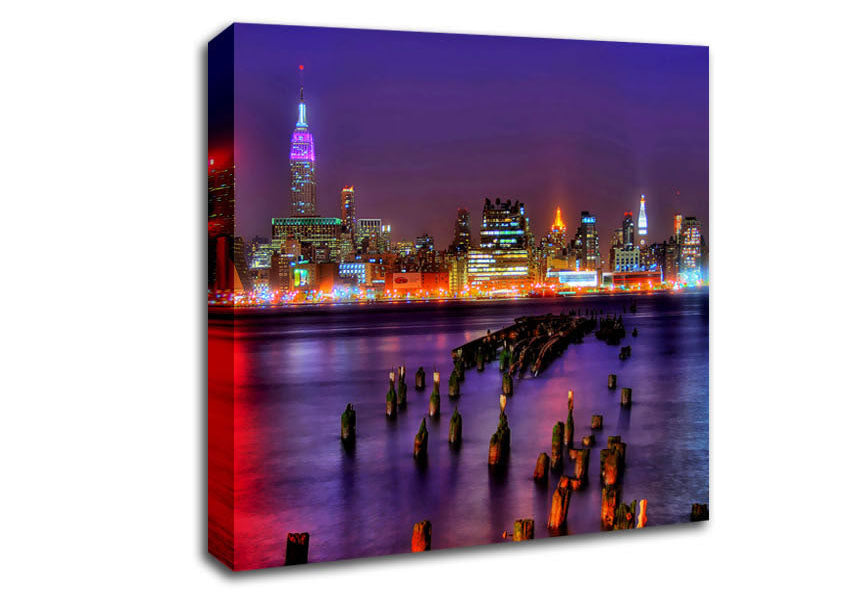 New York City Purple Sky Reflections Canvas Wall Art