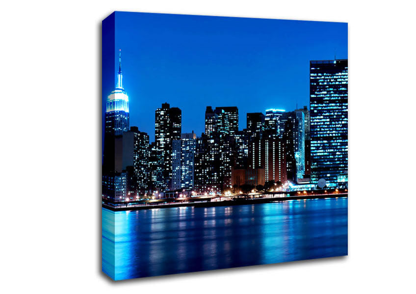 New York Empire State Blue Nights Canvas Wall Art