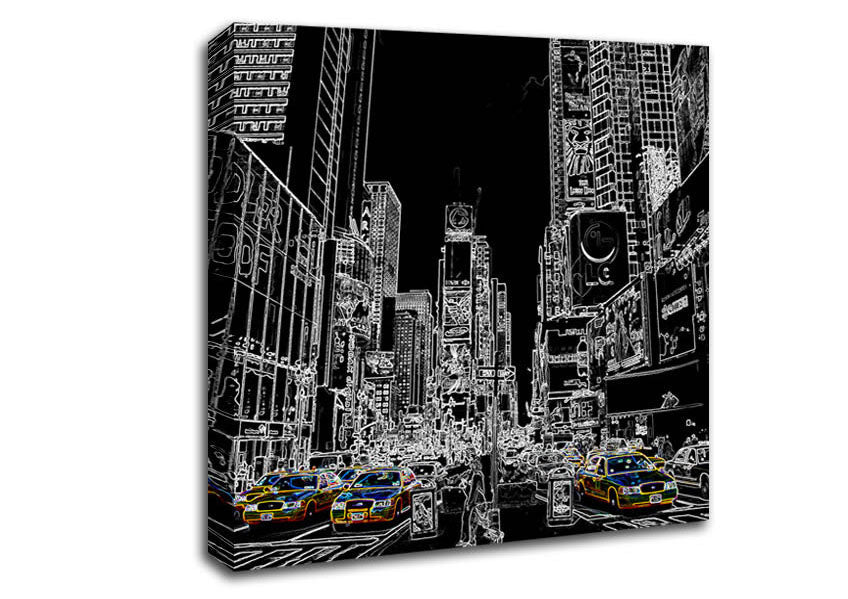 New York Street Taxi Psychedelic Canvas Wall Art