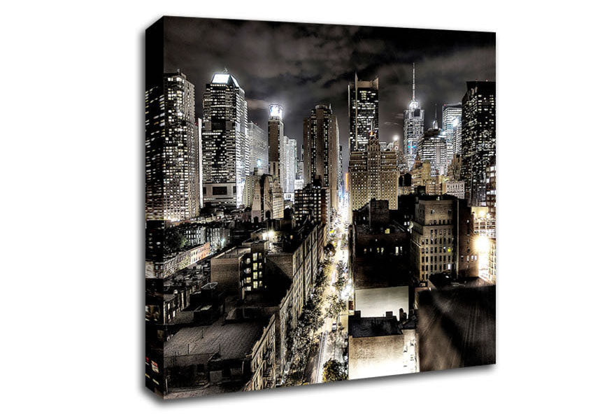 New York Streets At Night Canvas Wall Art