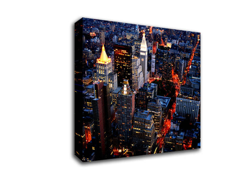 Nyc Ariel View City Lights Canvas Wall Art