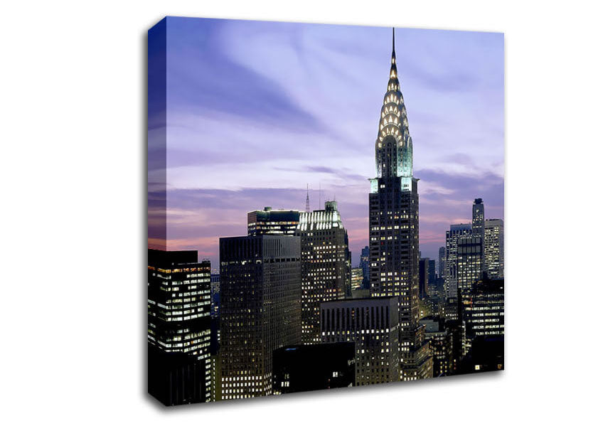 NYC Empire State Building Lilac Sky Canvas Wall Art