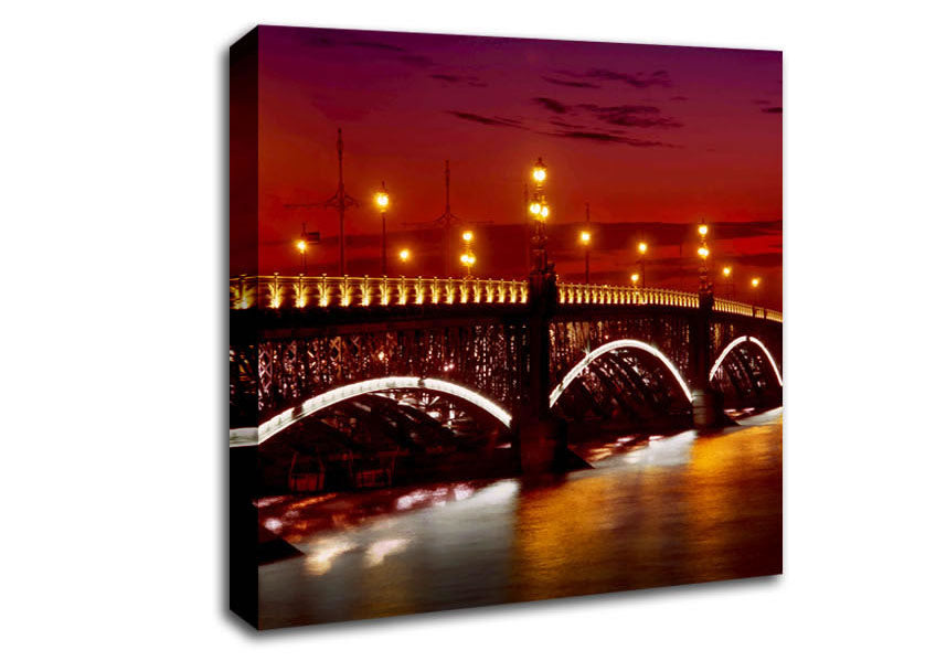 Prague Bridge Glow Canvas Wall Art