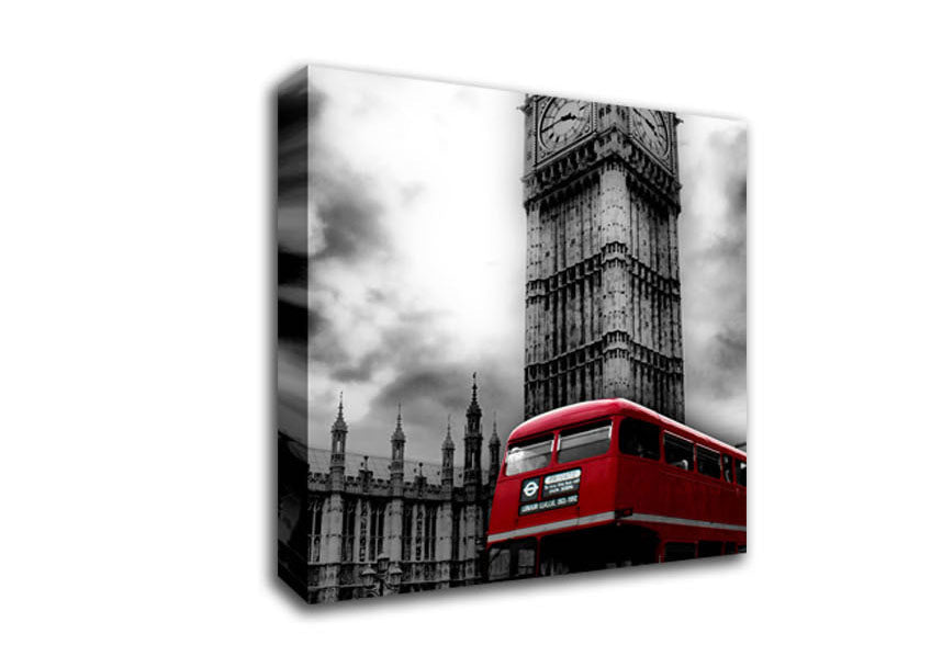 Red London Bus Big Ben B n W Canvas Wall Art