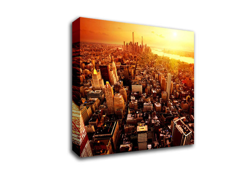 Sunburst Over New York City Canvas Wall Art