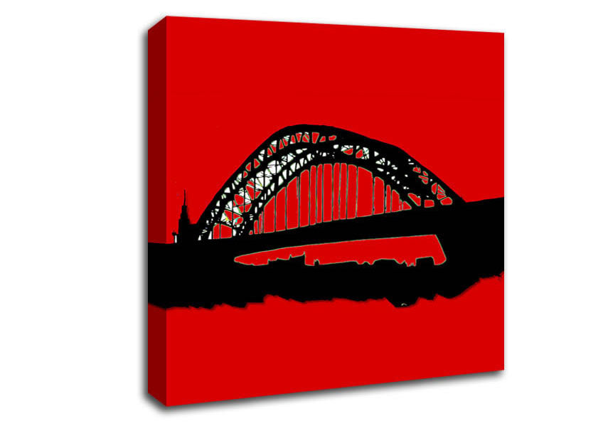 Sydney Harbour Bridge Retro Red Canvas Wall Art