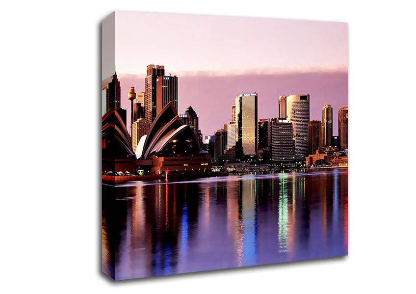 Sydney Harbour Opera House Stunning Pink Reflections Canvas Wall Art