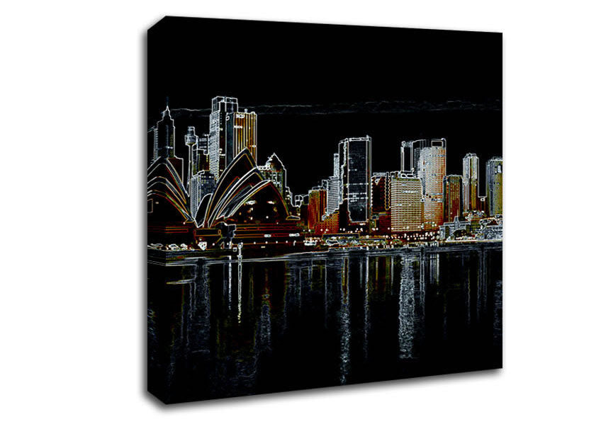 Sydney Skyline Opera House Psychedelic Canvas Wall Art