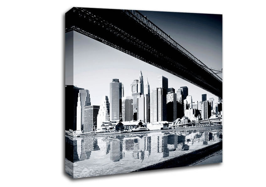 The Drive To New York City Blue Canvas Wall Art