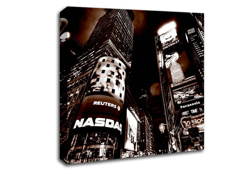 Times Square New York City Brown Canvas Wall Art