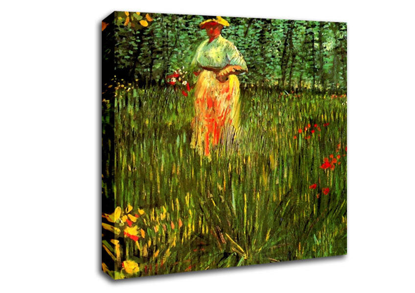 Van Gogh A Woman Walking In A Garden Canvas Wall Art