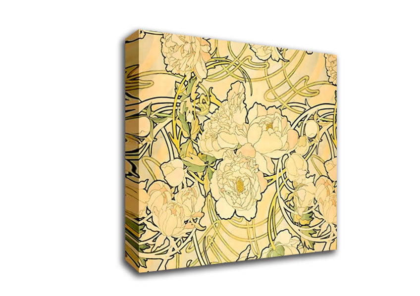 Alphonse Mucha Peonies Canvas Wall Art