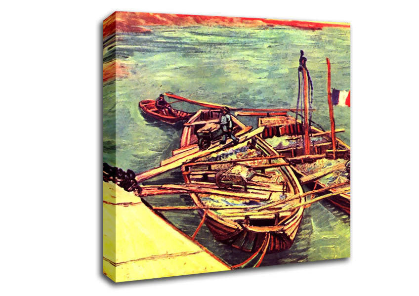 Van Gogh Boats With Sand Canvas Wall Art