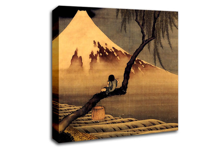 Hokusai Boy In Front Of Fujiama Canvas Wall Art