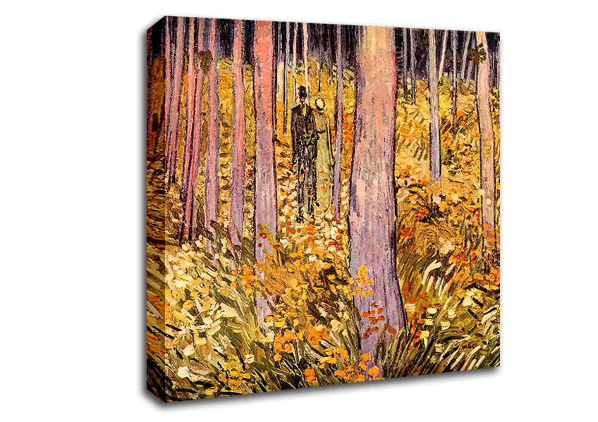 Van Gogh Couple Walk In The Woods Canvas Wall Art