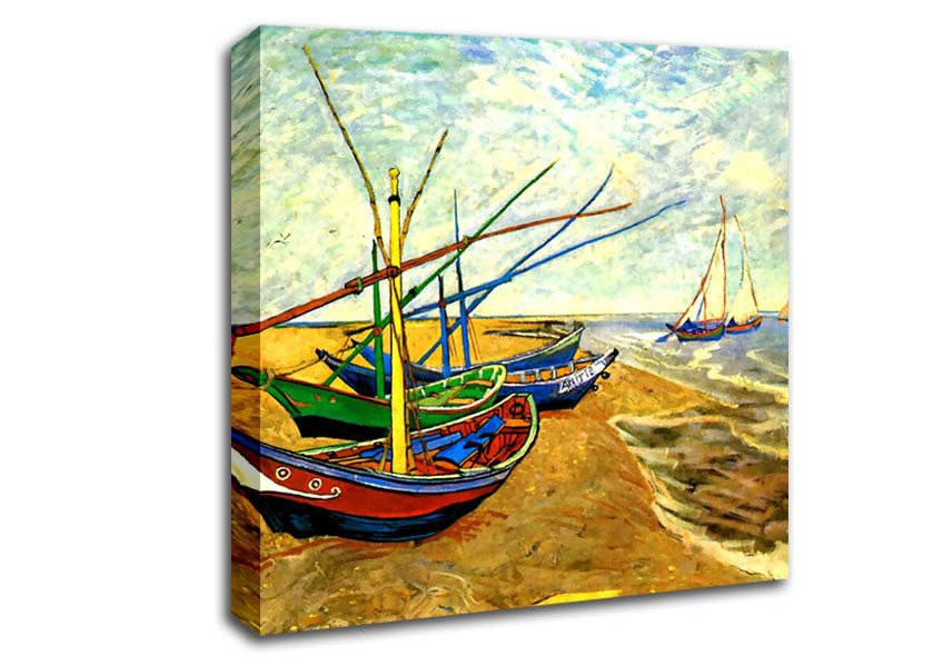Van Gogh Fishing Boats On The Beach At Saintes-Maries Canvas Wall Art