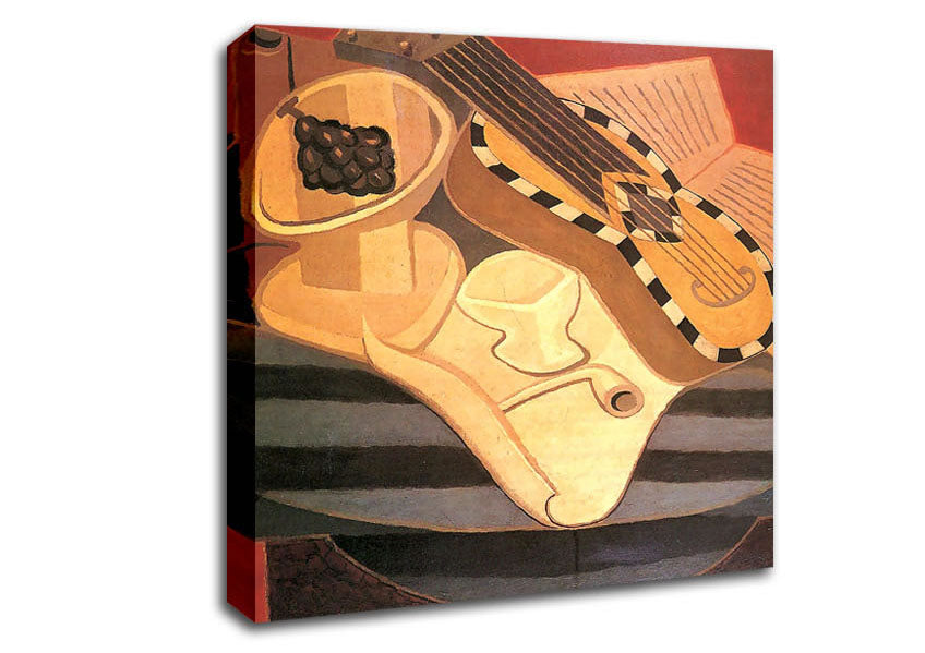 Juan Gris Guitar With Ornaments Canvas Wall Art