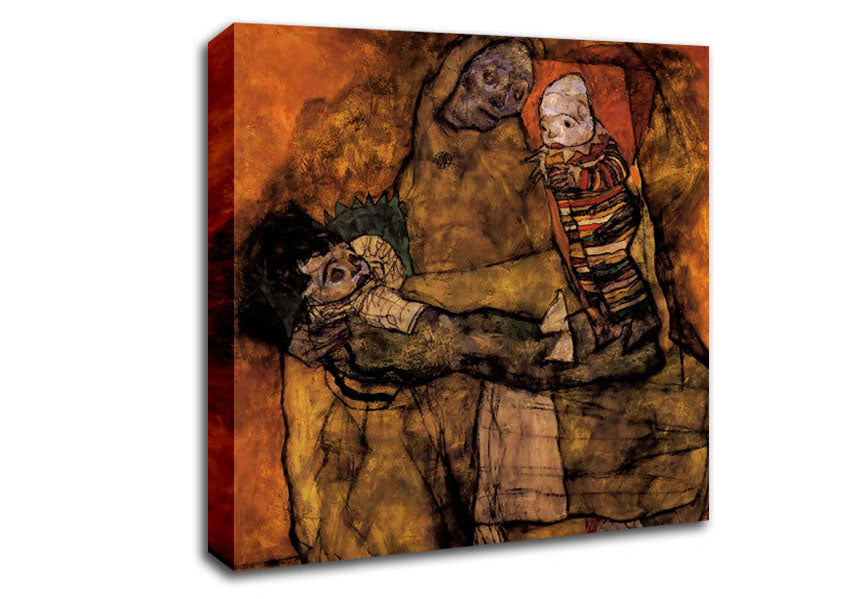 Schiele Mother With Two Children Canvas Wall Art
