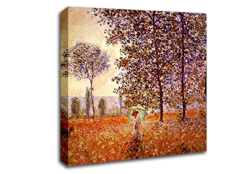 Monet Poplars In The Sunlight Canvas Wall Art