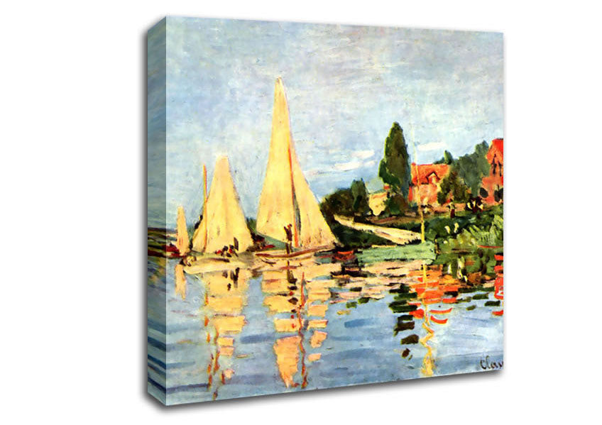 Monet Regatta At Argenteuil Canvas Wall Art