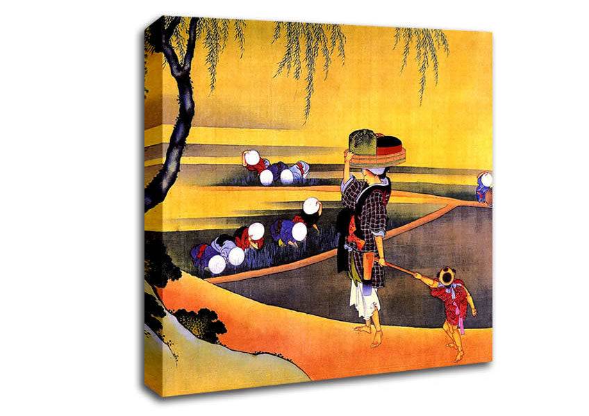 Hokusai Rice Fields Canvas Wall Art