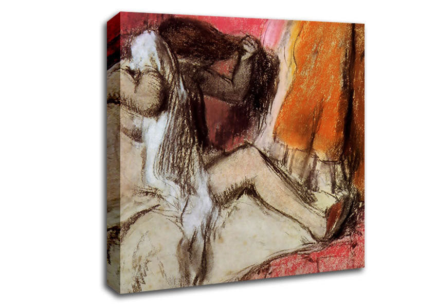 Degas Seated Female Nude On A Chaise Lounge Canvas Wall Art