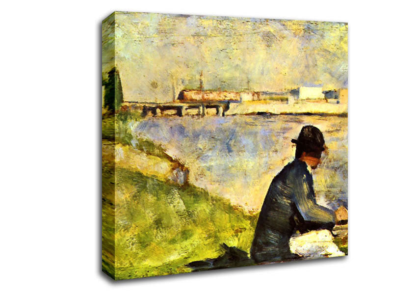 Seurat Seated Man Canvas Wall Art