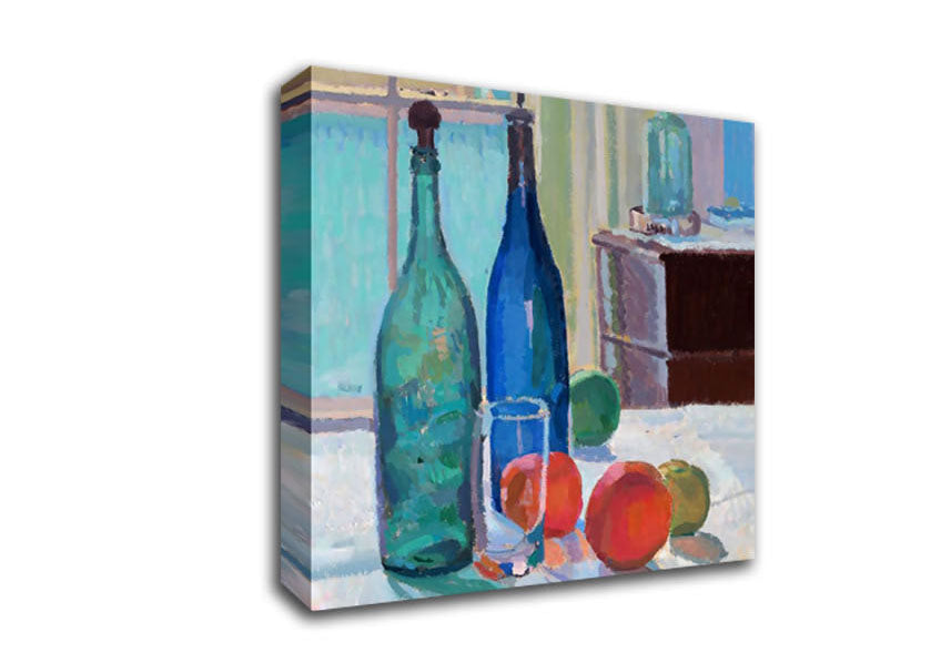Spencer Frederick Gore Blue And Green Bottles And Oranges Canvas Wall Art