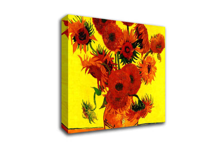 Van Gogh Still Life Vase With Fifteen Sunflowers 3 Canvas Wall Art