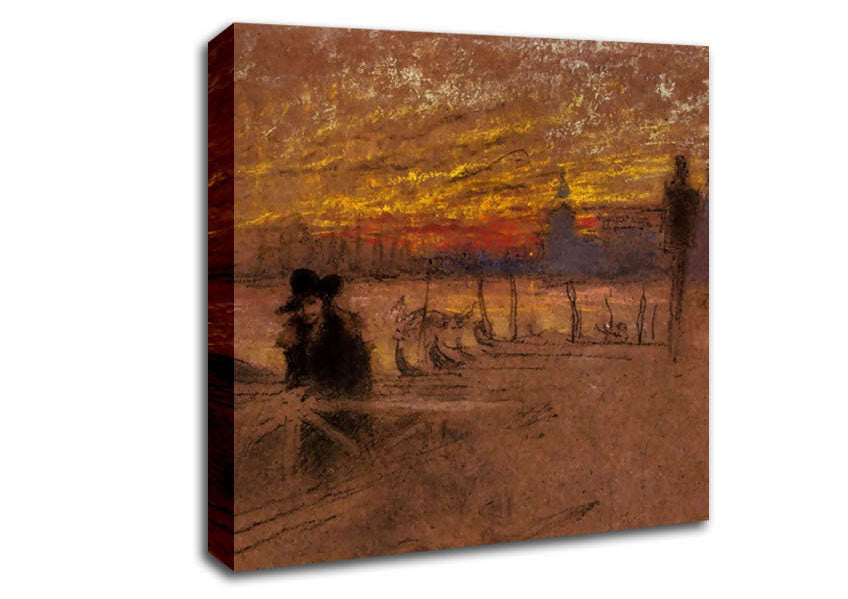 Whistler Sunset Red And Gold Canvas Wall Art