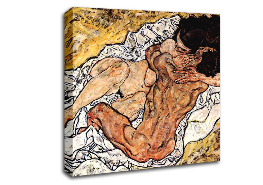 Schiele The Embrace Canvas Wall Art