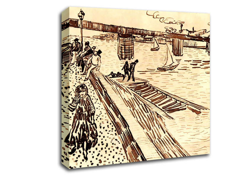 Van Gogh The Iron Bridge At Trinquetaille On The Rhone Canvas Wall Art