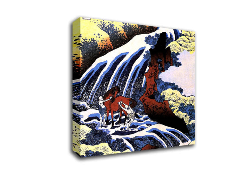 Hokusai Waterfall And Horse Washing Canvas Wall Art
