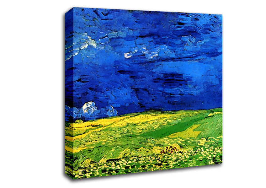 Van Gogh Wheat Field Under Clouded Sky Canvas Wall Art