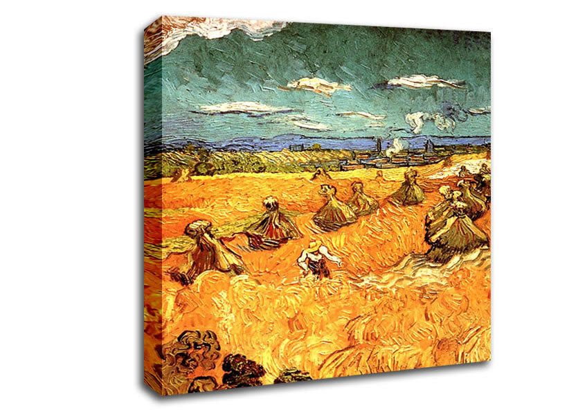 Van Gogh Wheat Stacks With Reaper Canvas Wall Art
