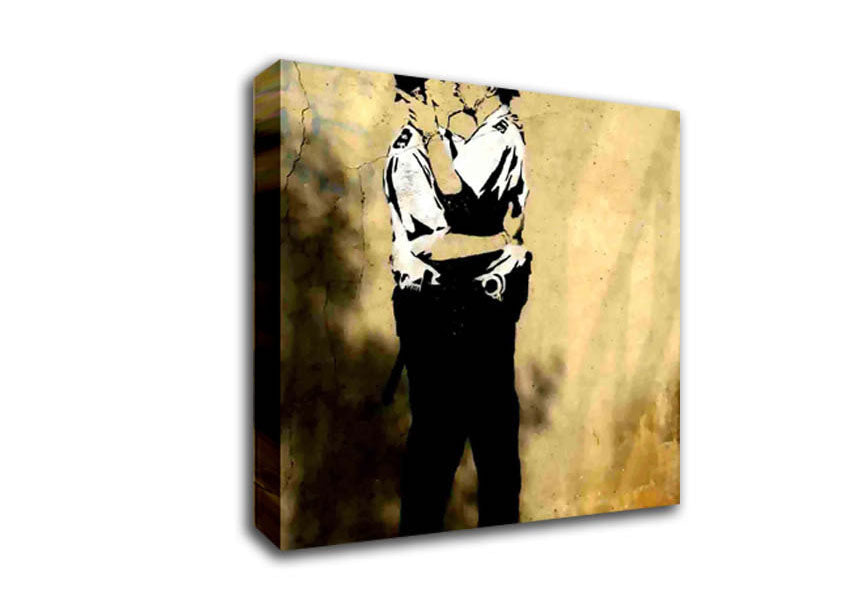 Kissing Coppers Portrait Canvas Wall Art