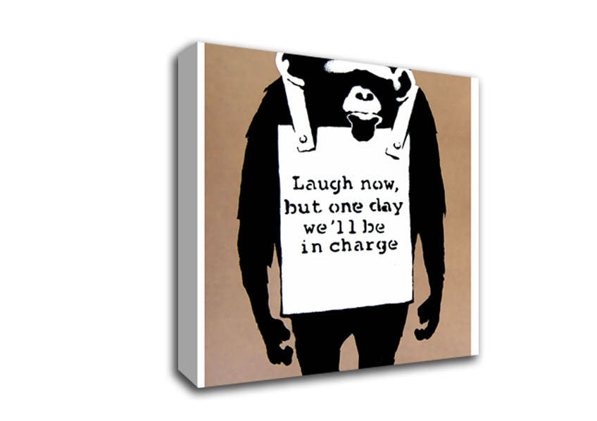 Laugh Now Monkey Beige Canvas Wall Art